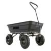 Garden Dump Cart with Steel Frame and 10-in. Pneumatic Tires;  600-Pound Capacity;  Black - 38.70" x 20.00" x 19.50"