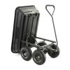 Garden Dump Cart with Steel Frame and 10-in. Pneumatic Tires;  600-Pound Capacity;  Black - 38.70" x 20.00" x 19.50"