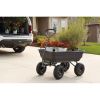 Garden Dump Cart with Steel Frame and 10-in. Pneumatic Tires;  600-Pound Capacity;  Black - 38.70" x 20.00" x 19.50"