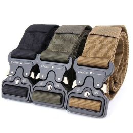 Insert Buckle Waist Belt Adjustable for Military Combat Hunting Camping Training (Color: Army Green)