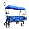 Extra Large Collapsible Garden Cart with Removable Canopy;  Folding Wagon Utility Carts with Wheels and Rear Storage;  Wagon Cart for Garden;  Camping