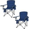 Oversized Heavy Duty Camping Chairs 2 Pack;  Padded Compact Folding Portable Chair with Cooler Cup Holder Side Pocket for Outdoor Sports Lawn Backyard