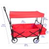 Extra Large Collapsible Garden Cart with Removable Canopy;  Folding Wagon Utility Carts with Wheels and Rear Storage;  Wagon Cart for Garden;  Camping