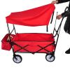 Extra Large Collapsible Garden Cart with Removable Canopy;  Folding Wagon Utility Carts with Wheels and Rear Storage;  Wagon Cart for Garden;  Camping